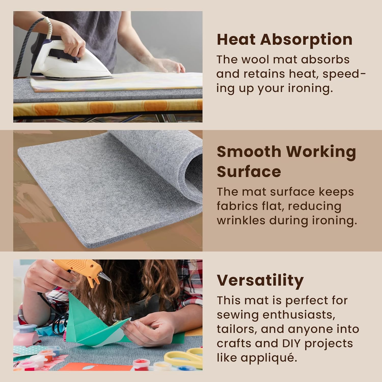 Somime 13x17 Wool Pressing Mat for Sewing and Quilting