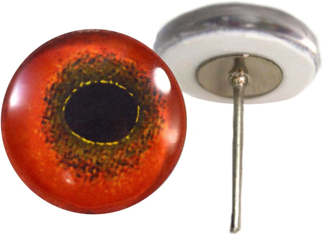 Red Parrot Glass Eyes On Wire Pin Posts for Needle Felting