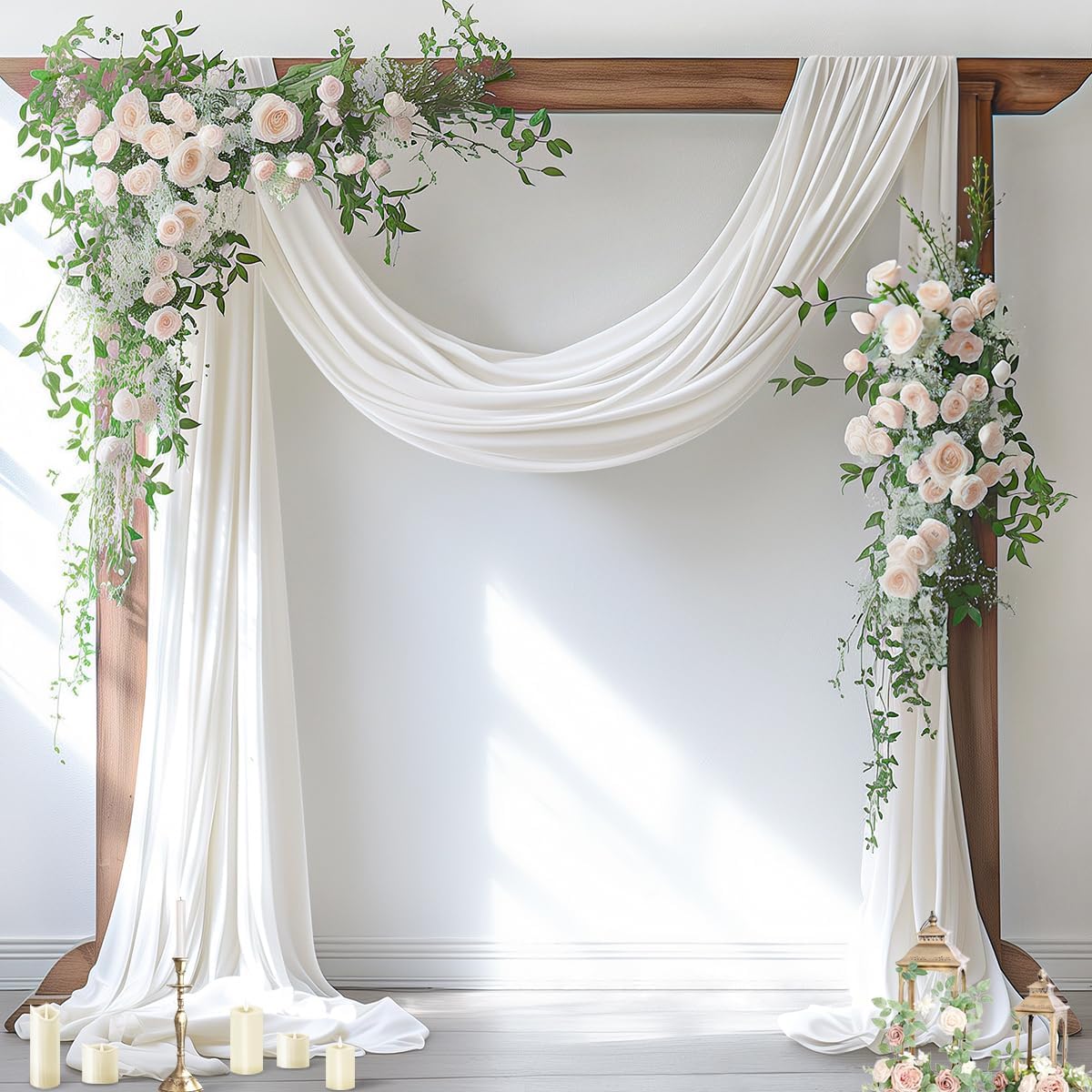 Socomi Ivory Sheer Chiffon Arch Draping Fabric 1 Panel 6 Yards