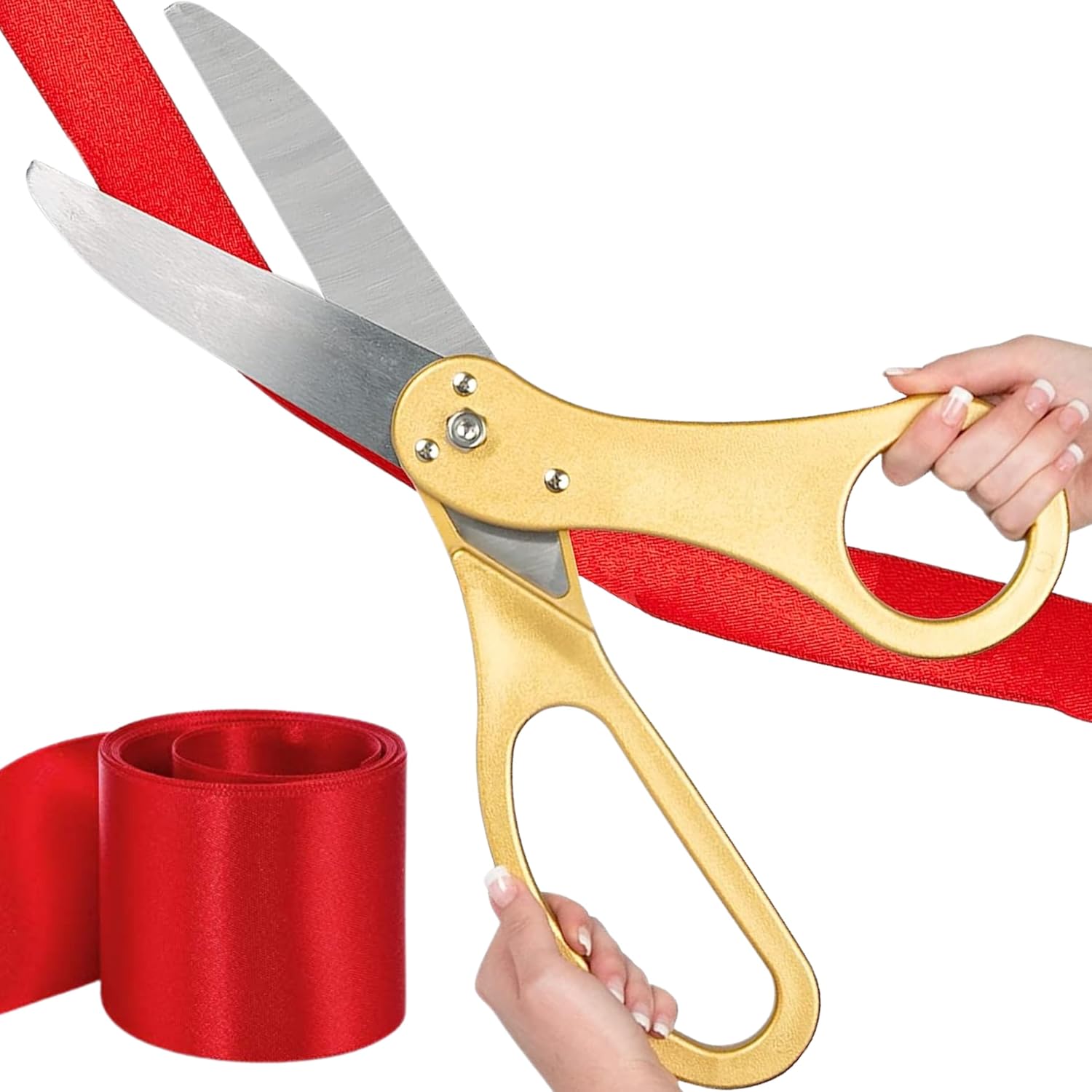 Ribbon Cutting Ceremony Kit with Giant Scissors and Red Ribbon