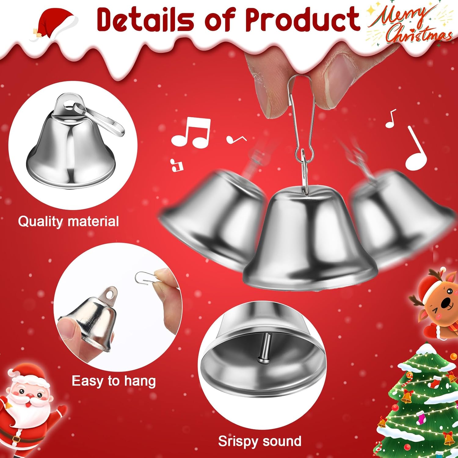 Shimeyao 100 pcs Jingle Bells with Spring Hooks for Crafts