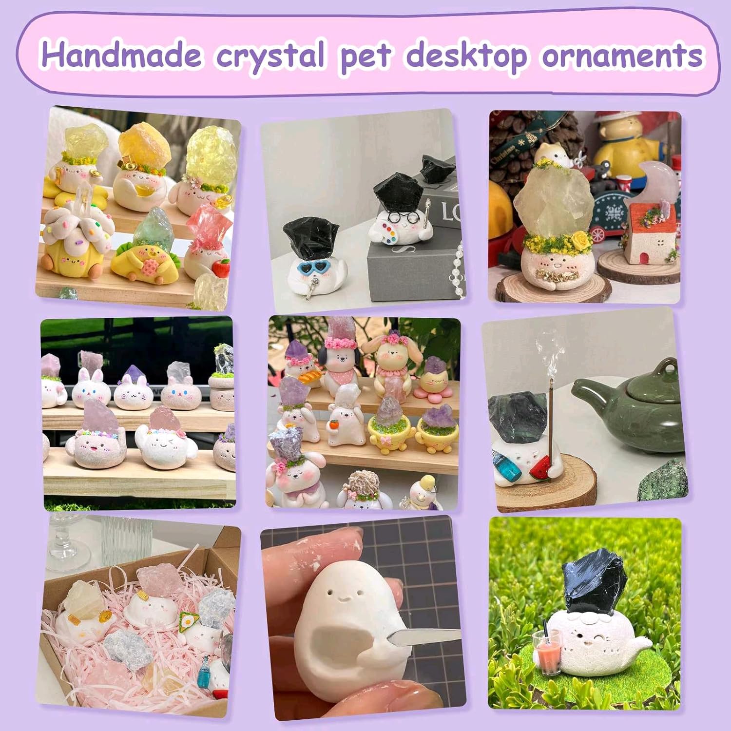 Lrtysunf DIY Crystal Pet Kit - Air Dry Clay Crystals for Crafting