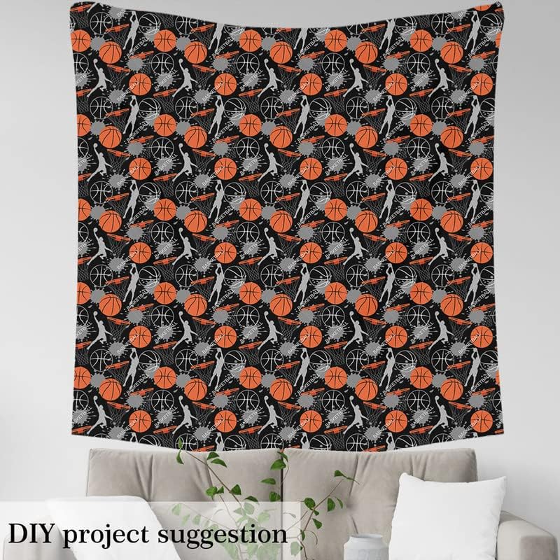 Feelyou Basketball Fabric 1 Yard Black Orange Grey