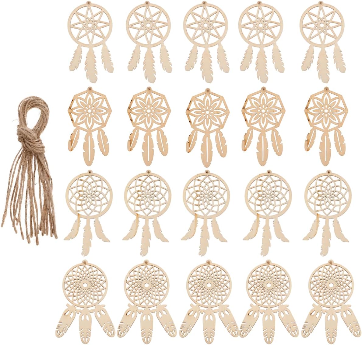 Wood Dream Catcher Ornaments 40pcs DIY Paintable Wood Slices Decor