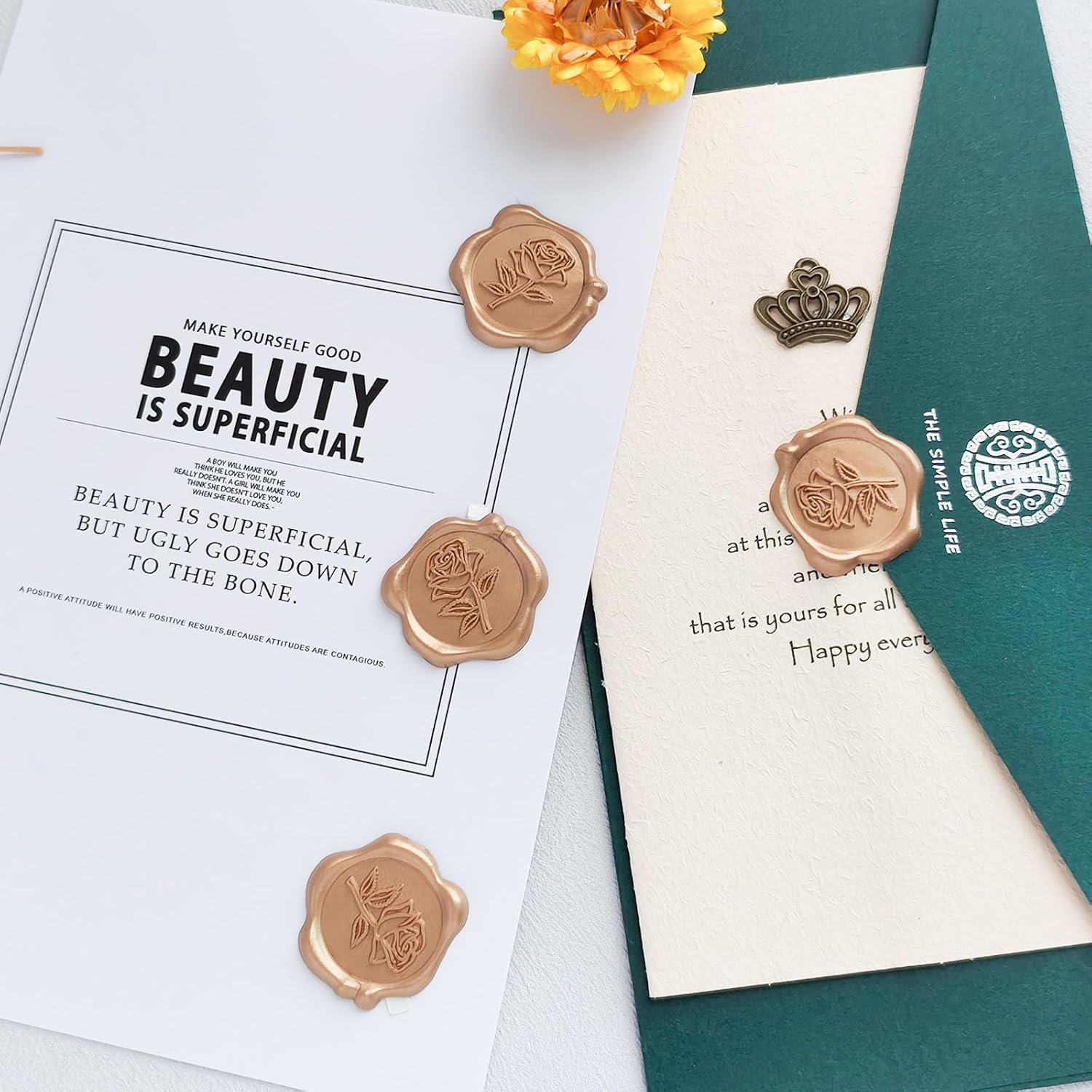 Wax Seal Stickers 3D Rose Wedding Invitation Decor
