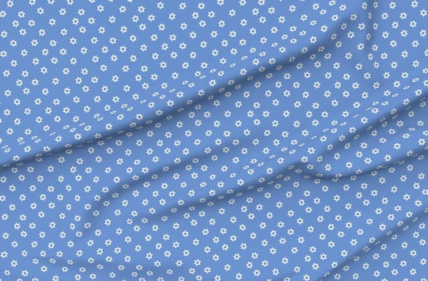 Spoonflower Fabric Star of David Hanukkah Blue Winter Menorah Chiffon Fat Quarter