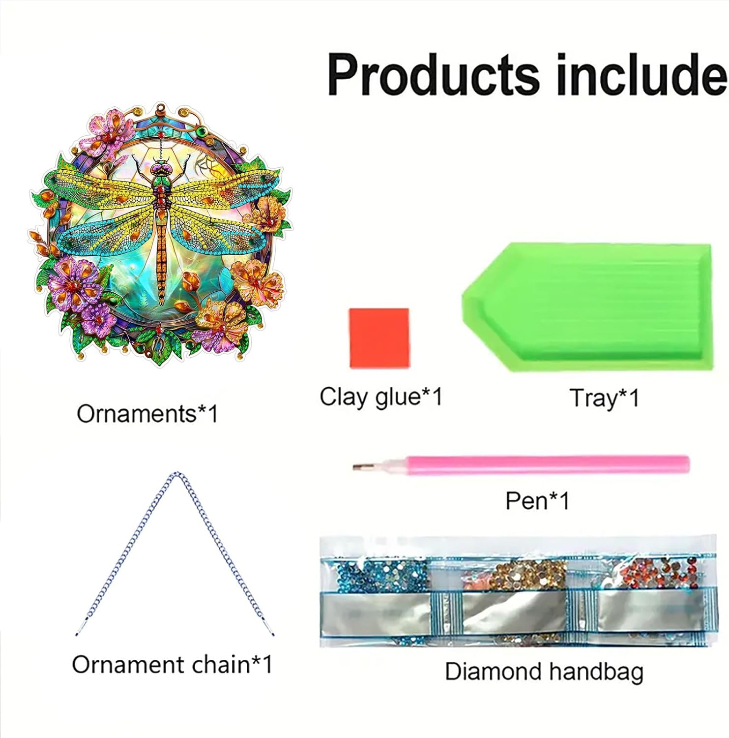 DIY Diamond Art Pendant Ornament with Chain