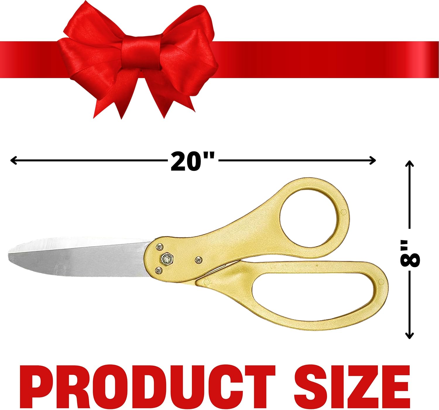 Ribbon Cutting Ceremony Kit with Giant Scissors and Red Ribbon