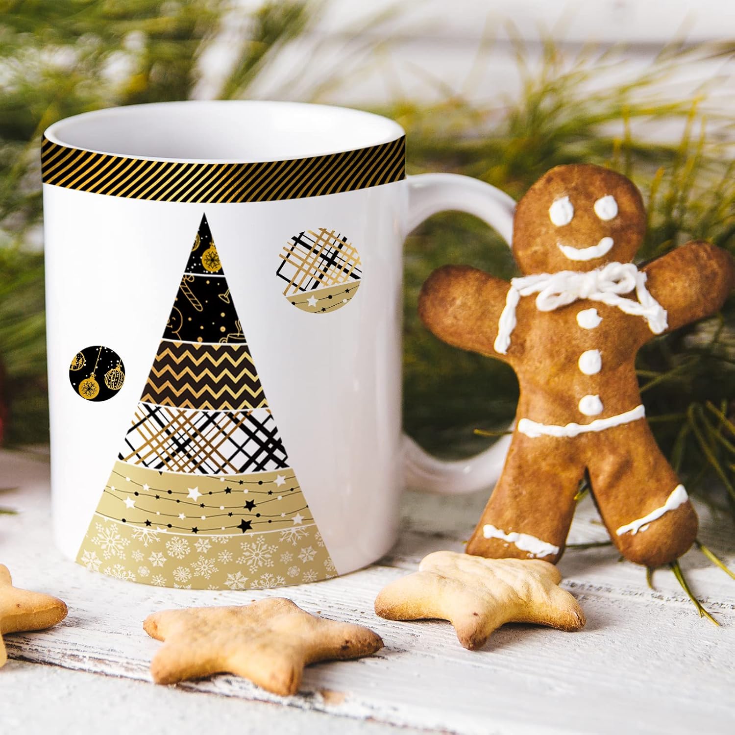 Whaline 12 Rolls Christmas Washi Tape Black Gold
