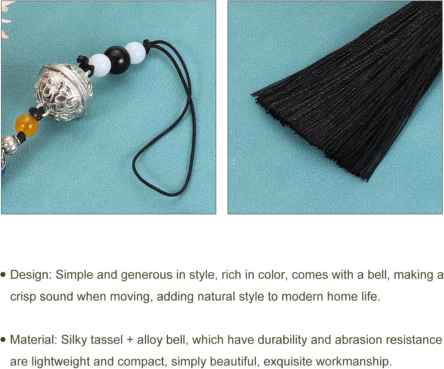 Uxcell Black Tassel Pendant with Bell - 19cm DIY Home Decor