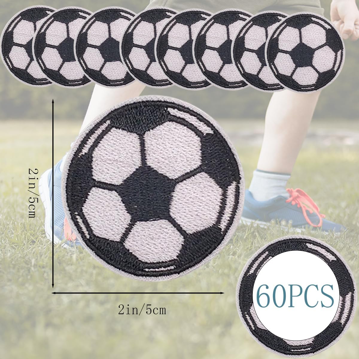 60 PCS Football Chenille Embroidered Patches