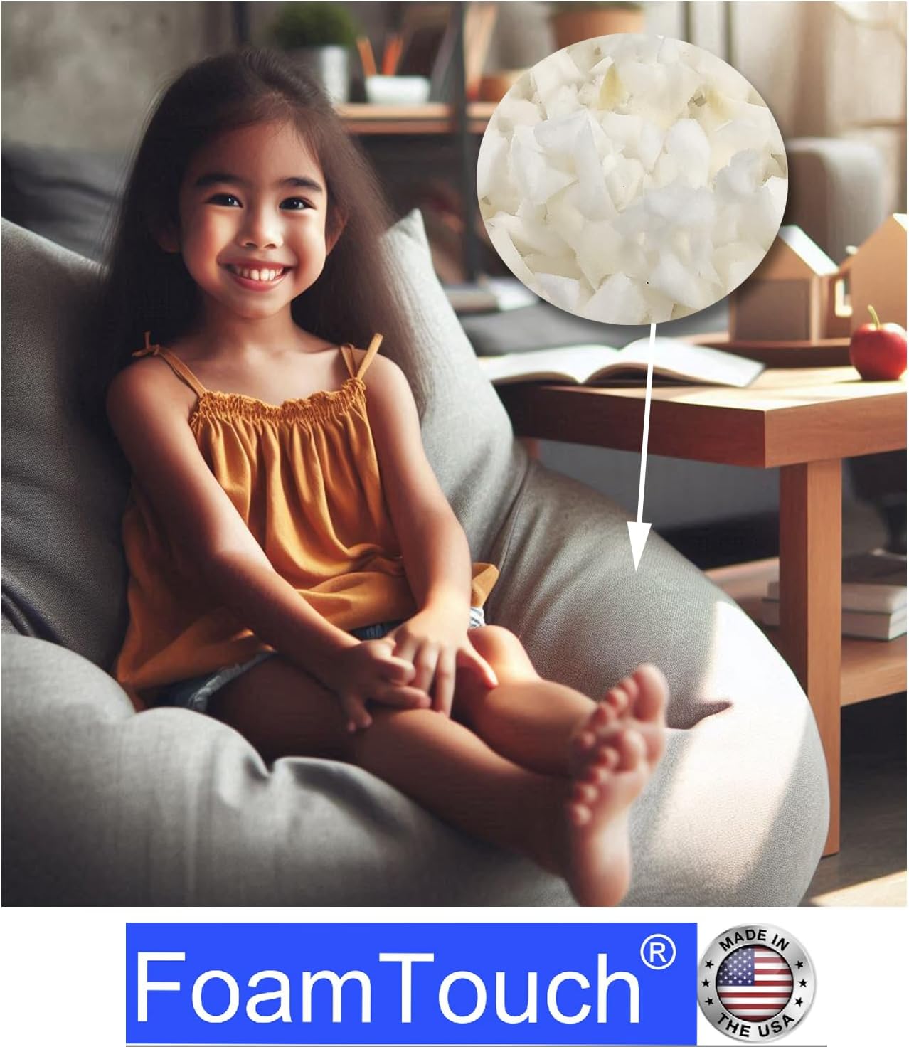 FoamTouch Premium Grade High Density 5lb White Shredded Memory Foam Filler