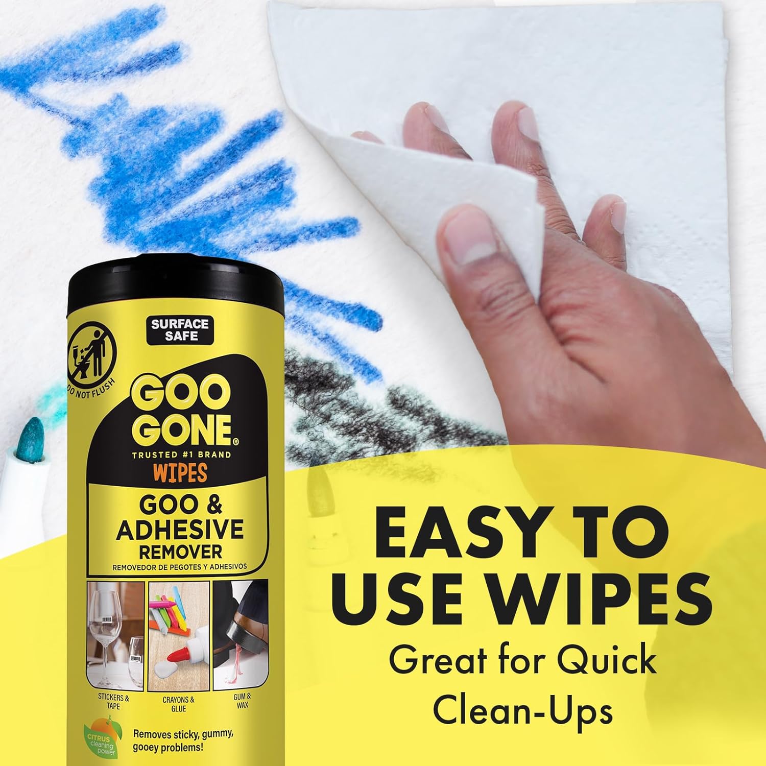 Goo Gone Adhesive Remover Wipes 2 Pack 48 Count
