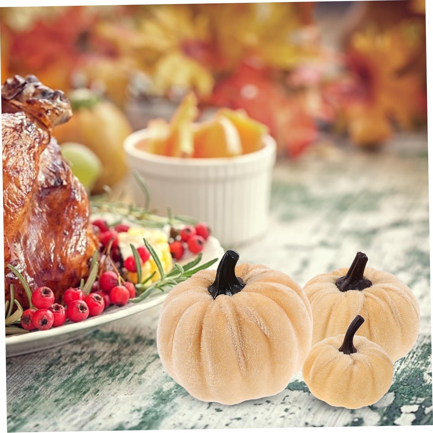 Zerodeko 6Pcs Artificial Pumpkin Decorations for Halloween and Fall