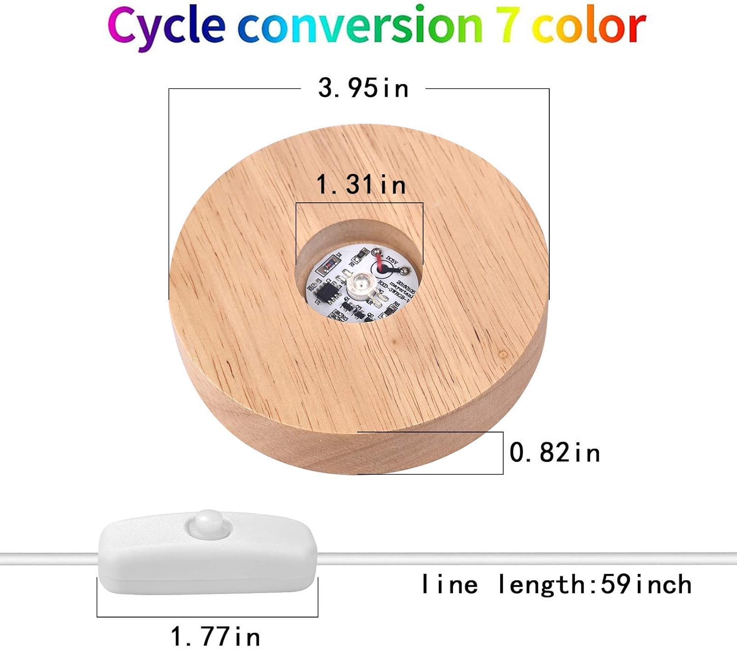 YAKAMOZ 2Pcs Round Wooden LED Light Display Base