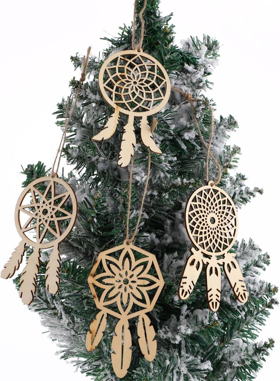 Wood Dream Catcher Ornaments 40pcs DIY Paintable Wood Slices Decor
