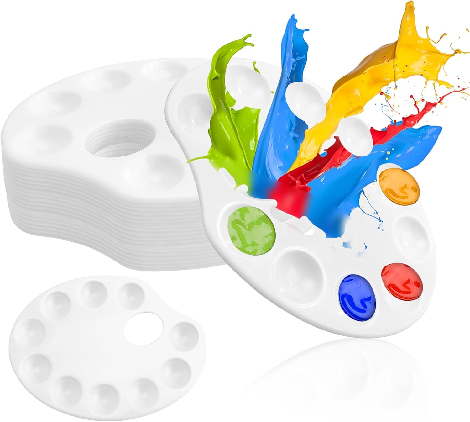 30 Pack 11 Well White Plastic Paint Palettes for Artists