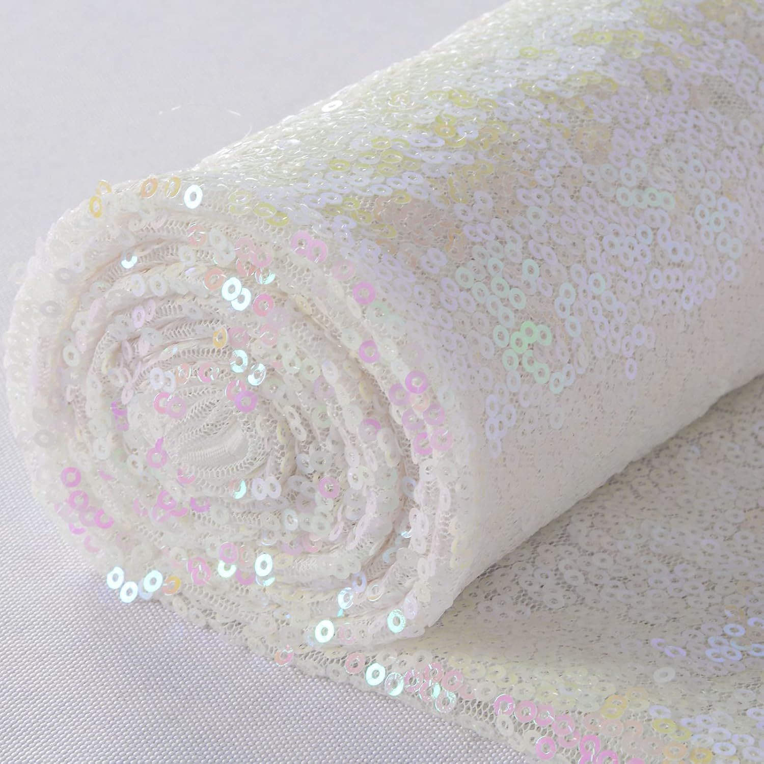 ShiDianYi 3 Feet Transparent White Sequin Fabric