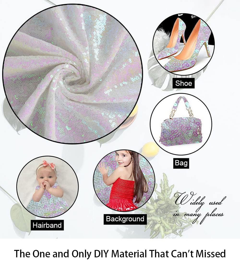 ShiDianYi 3 Feet Transparent White Sequin Fabric