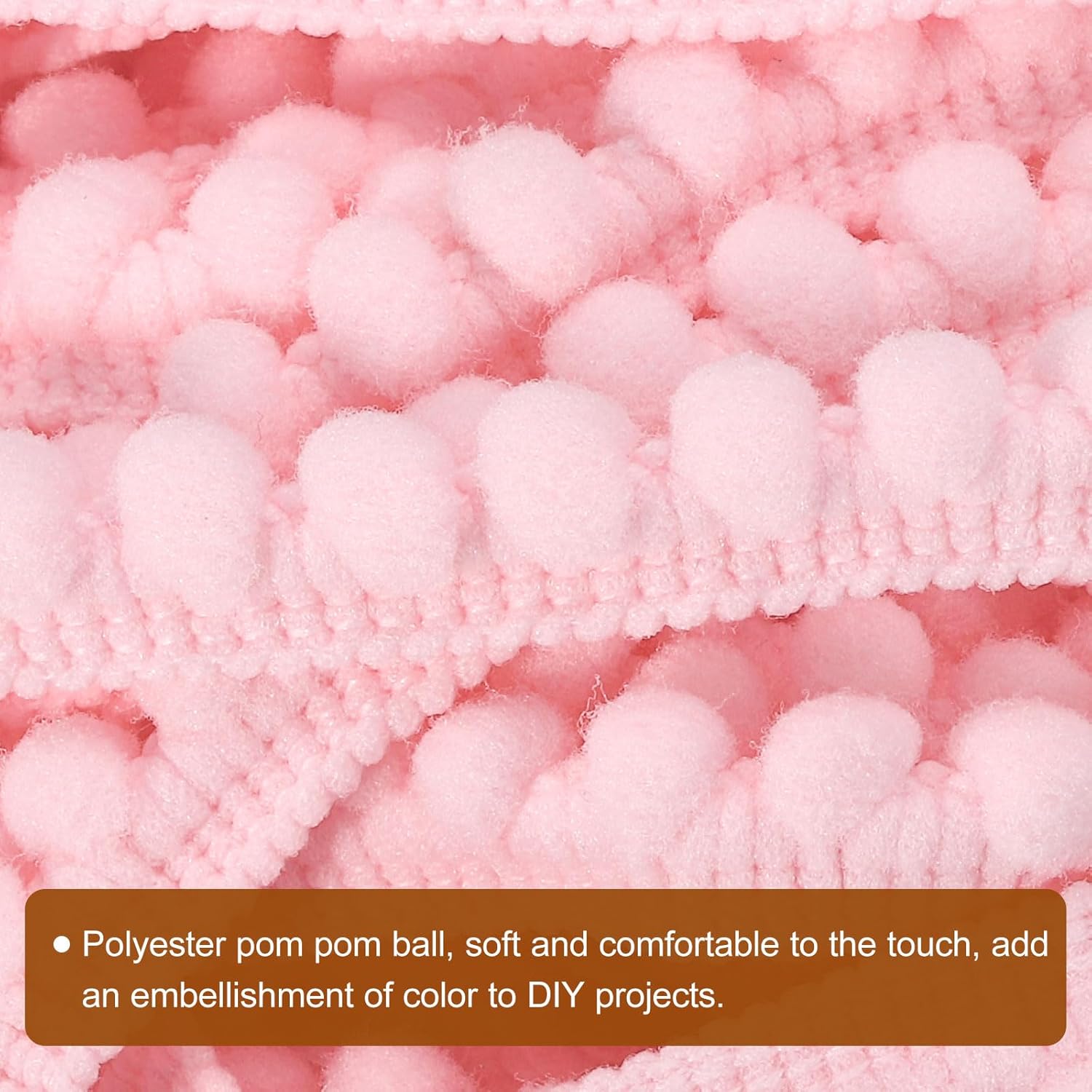 Uxcell 2Pcs 10 Yards Pom Pom Fringe Trim 5mm Pink
