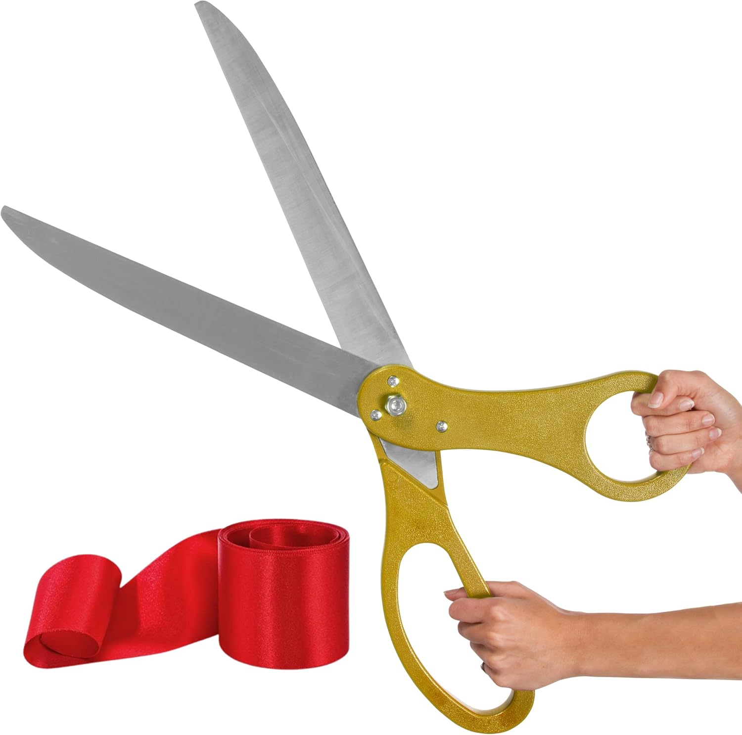 Gold Grand Opening Ceremony Kit with 25 Inch Scissors and Red Ribbon