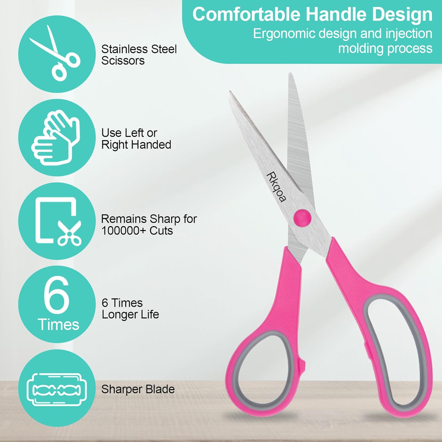 Almarto Black 6 Scissors Pack - 8 Inch All Purpose Scissors Set