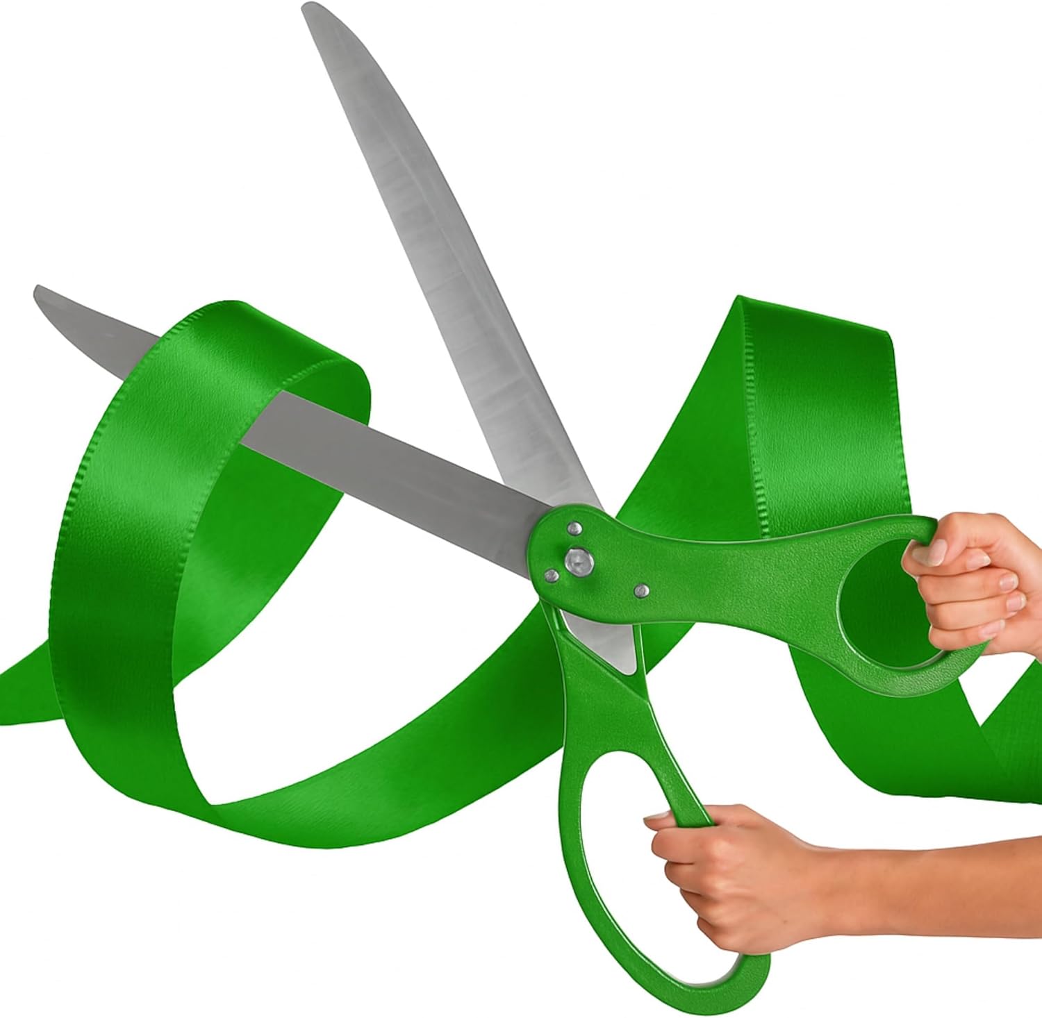 25 Inch Giant Scissors with Green Ribbon Cutting Ceremony Kit