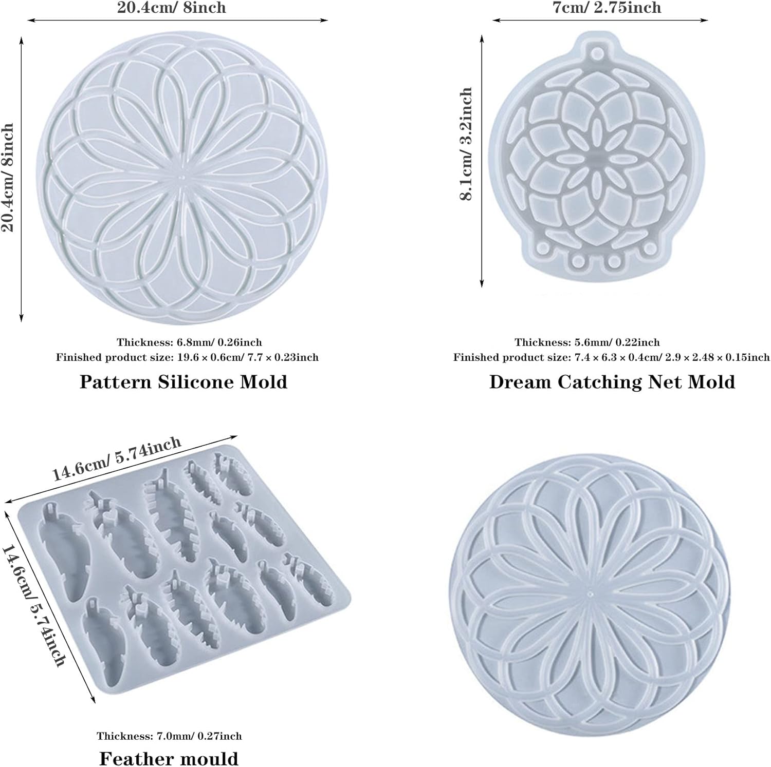 Woohome Dreamcatcher Resin Silicone Molds 3pcs