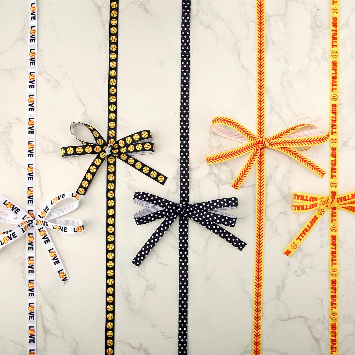 6 Rolls Baseball Ribbons for Sports Events and Gift Wrapping