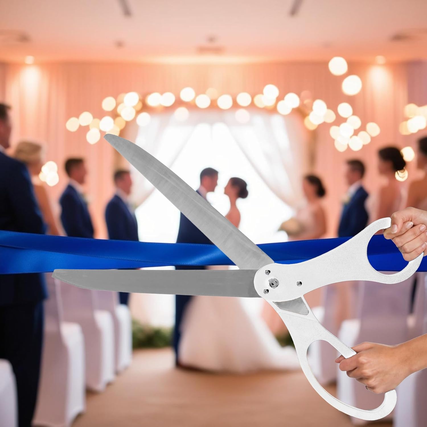 25 Inch White Ceremony Scissors for Grand Opening Events