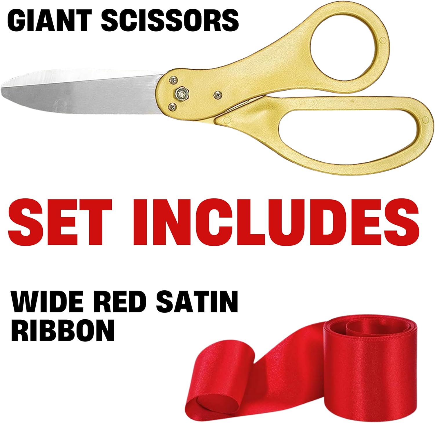 Ribbon Cutting Ceremony Kit with Giant Scissors and Red Ribbon