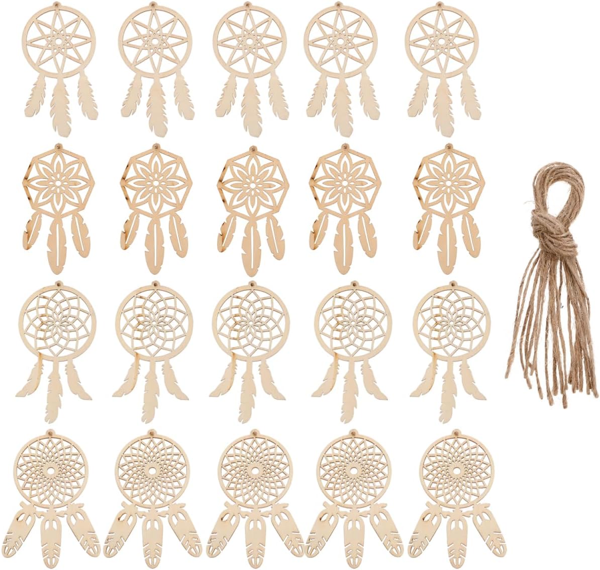 EXCEART Unfinished Wood Dream Catcher 40Pcs