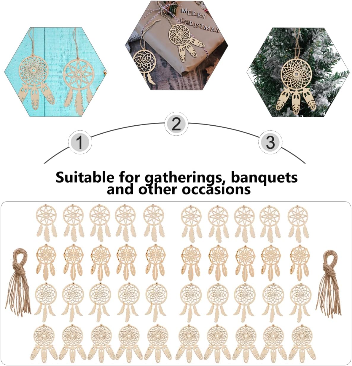 EXCEART Unfinished Wood Dream Catcher 40Pcs