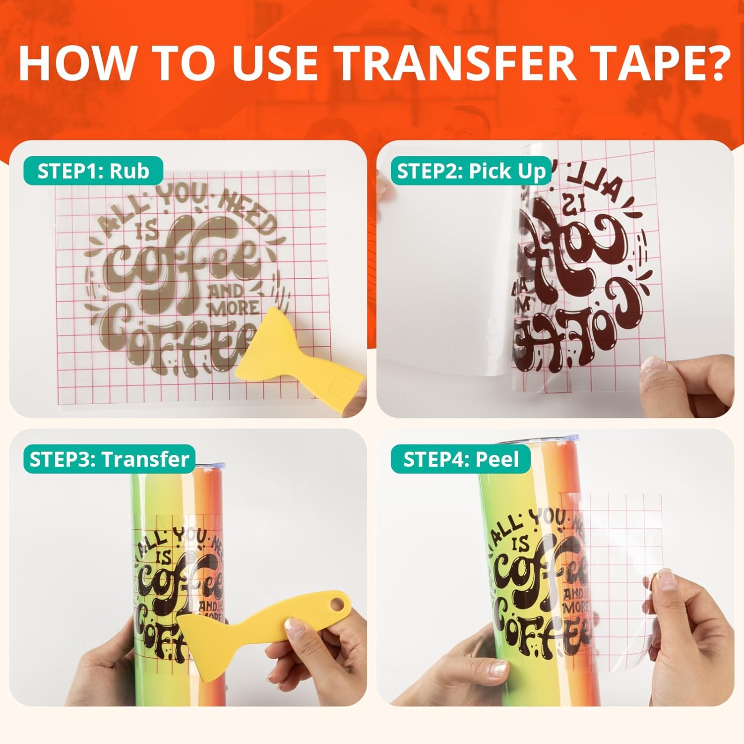 YRYM HT Transfer Tape for Vinyl 12x12ft with Red Grid