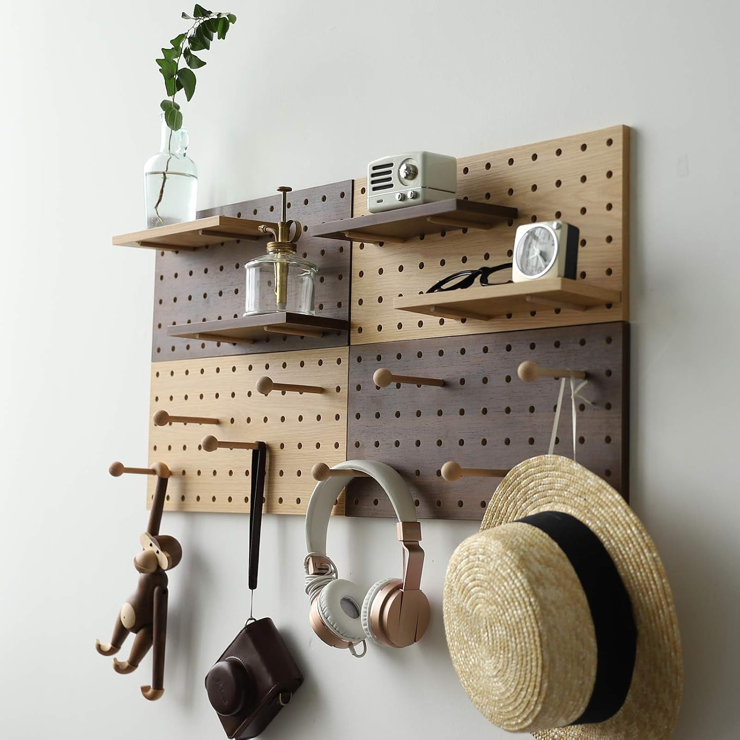 Wooden Pegboard Modular Display Storage Wall Hooks Shelf