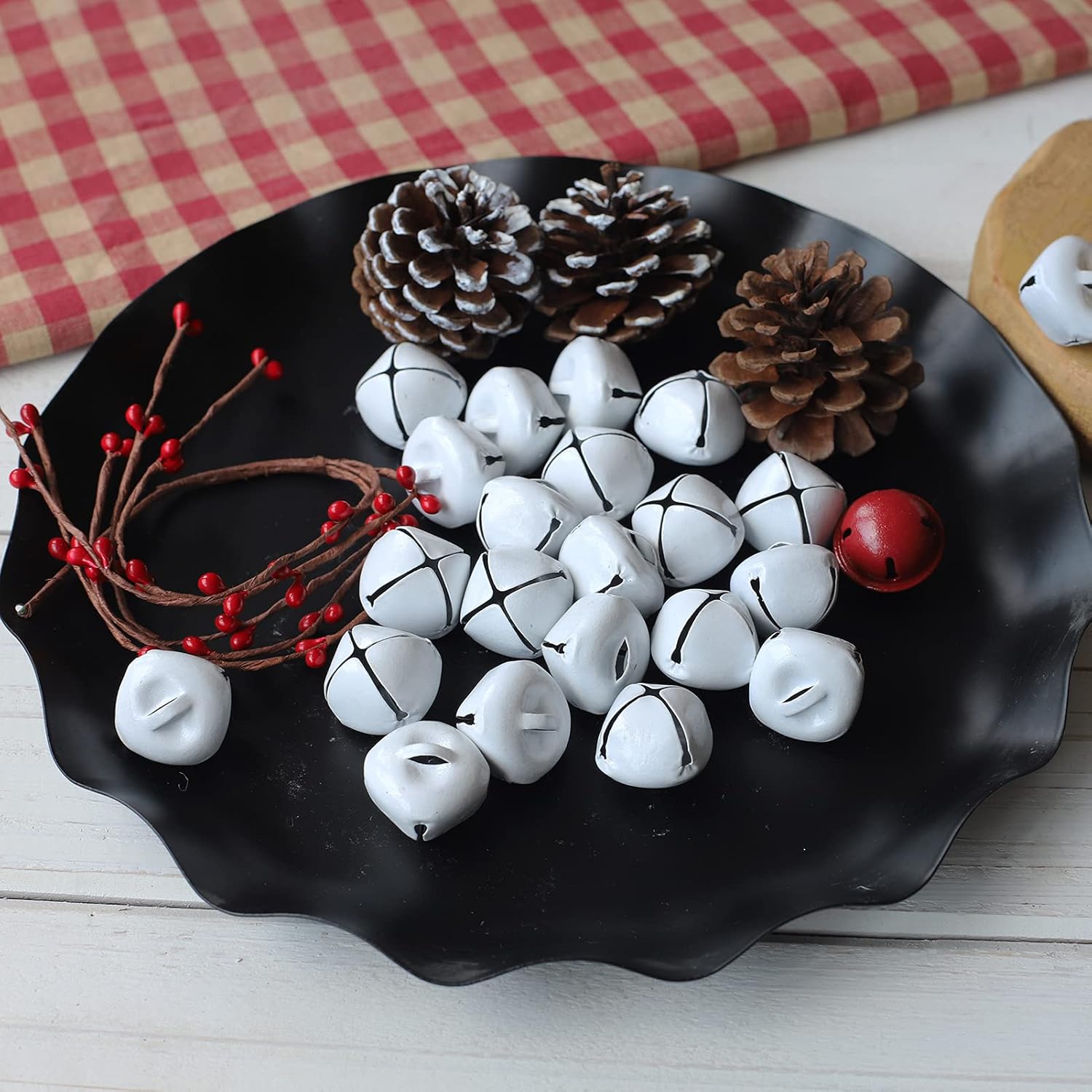 Country Primitive Craft Jingle Bells 24PCS White 1 Inch