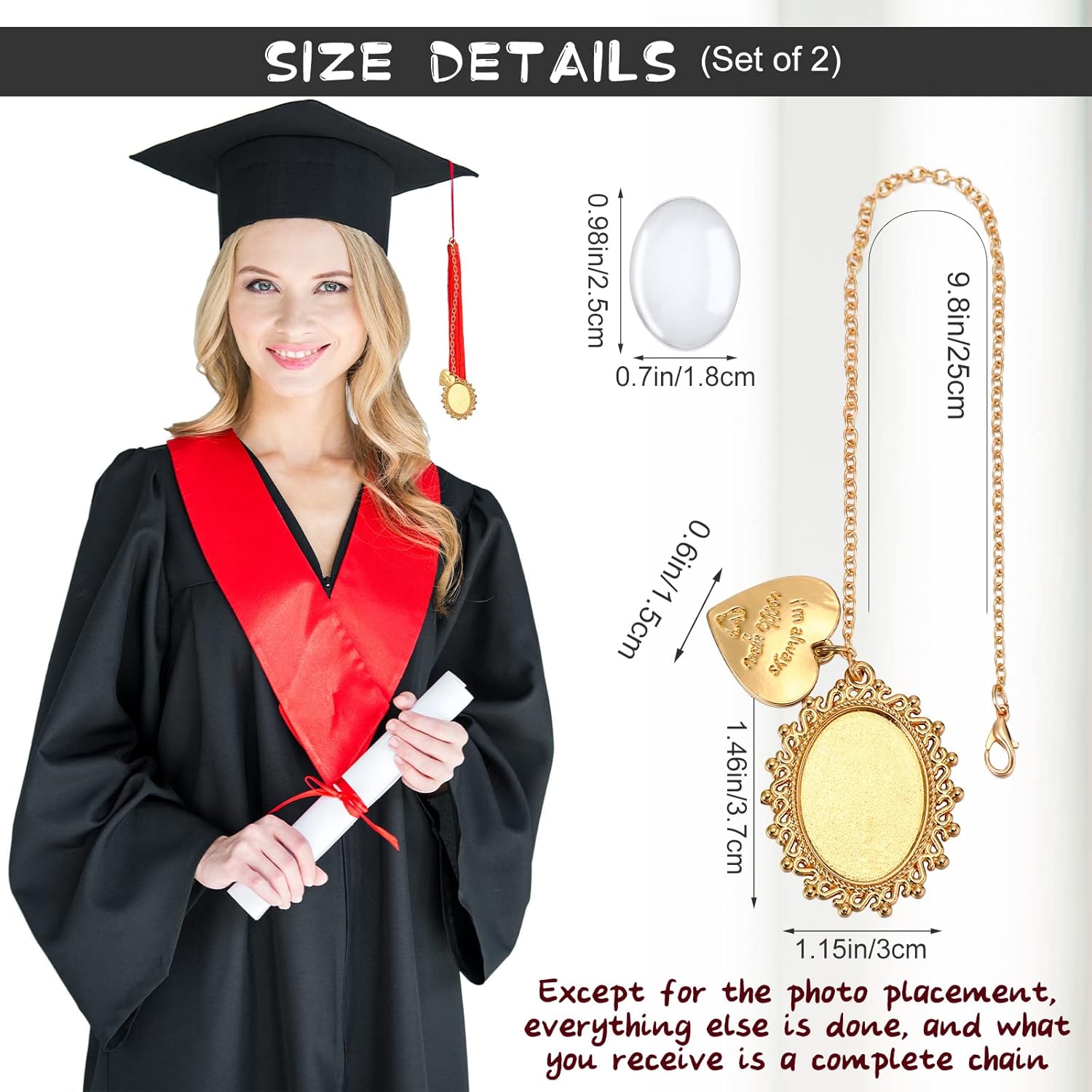 Sureio Memory Photo Charm Graduation Tassel 2 Piece