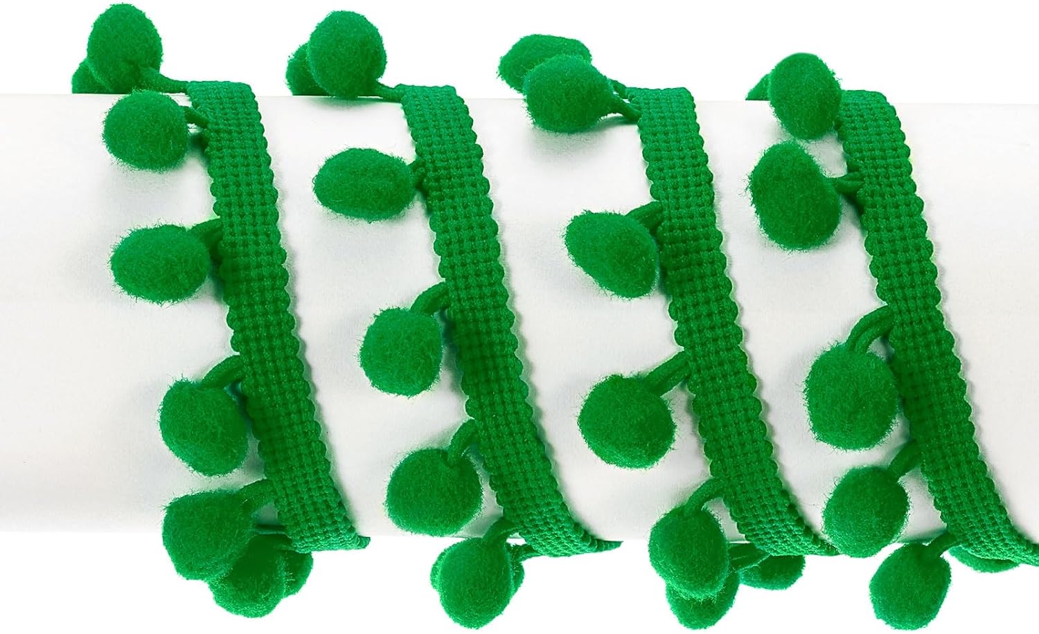 Uxcell Pom Pom Ball Fringe Trim 20 Yards Dark Green