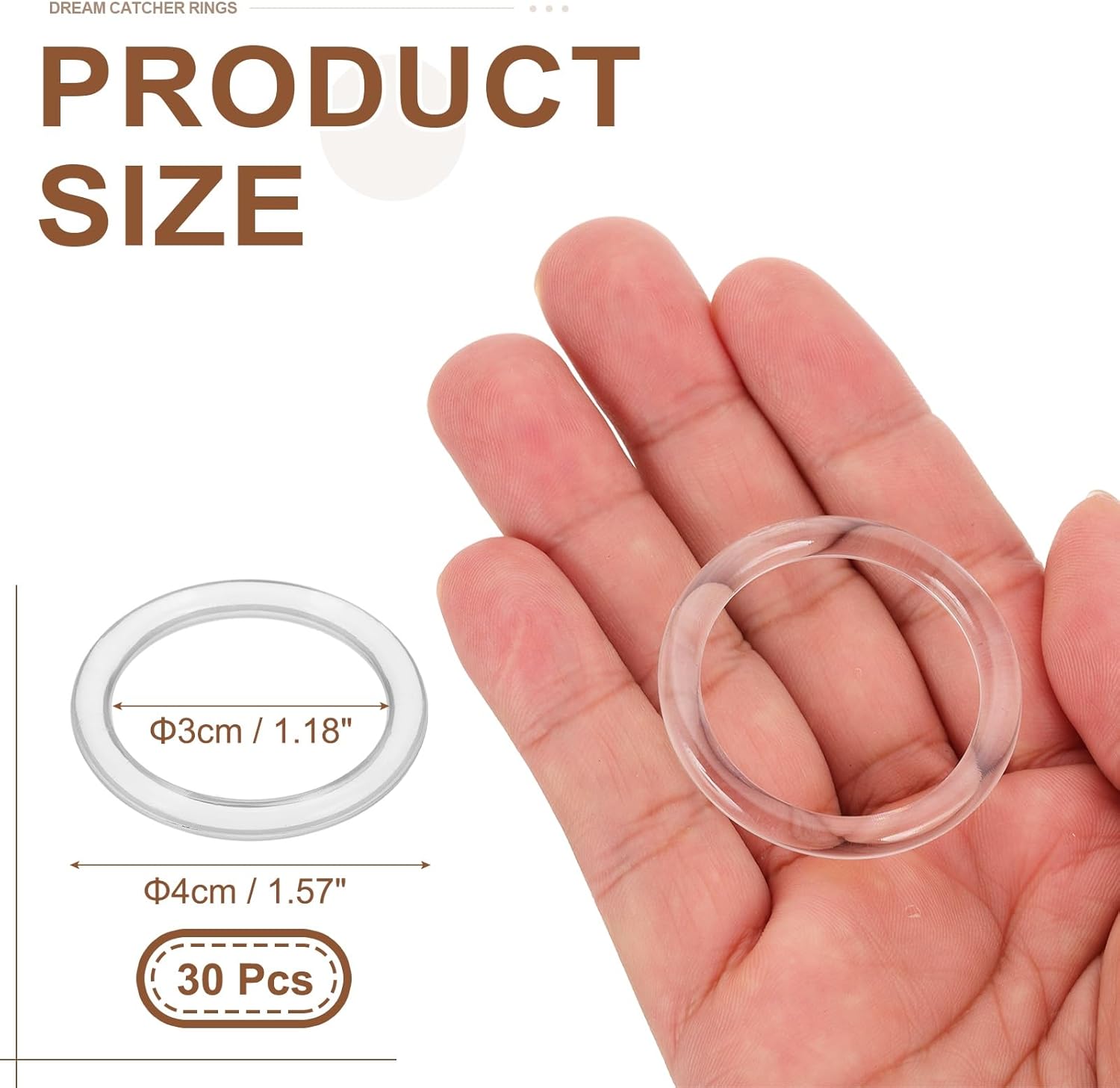 PATIKIL 30 Pcs Clear Plastic Dream Catcher Rings