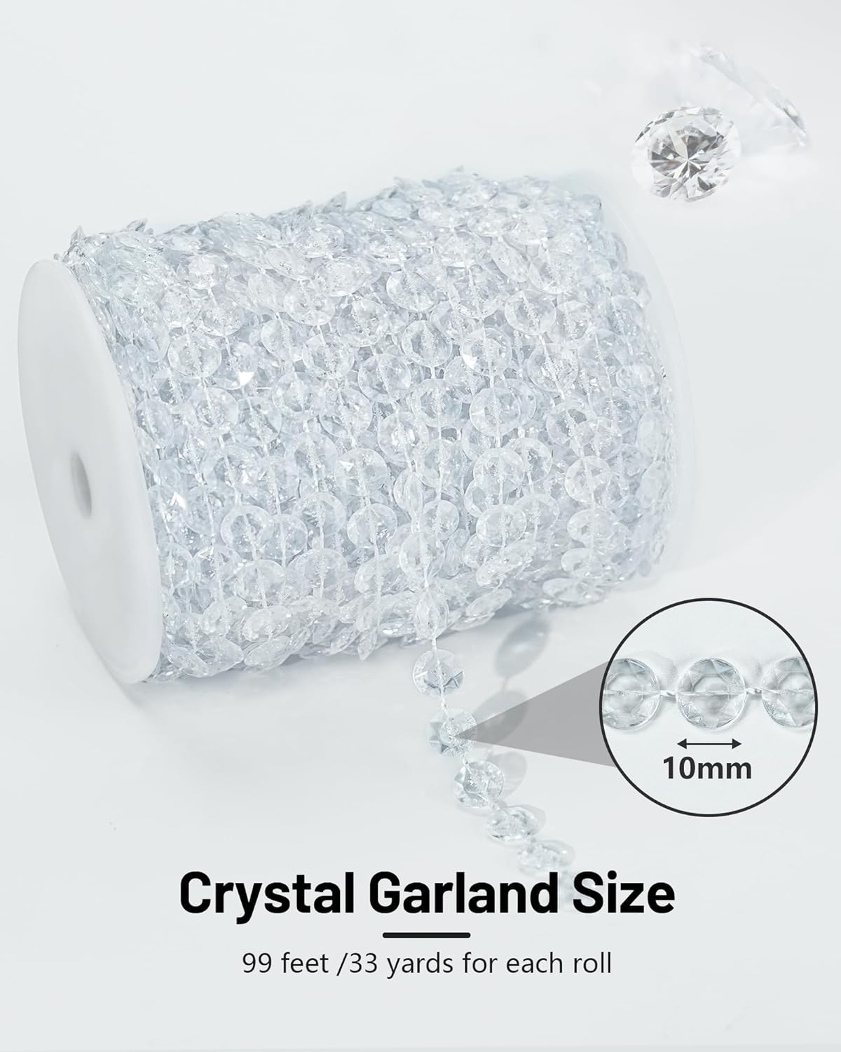 99FT Acrylic Crystal Garland for Wedding and Party Decor