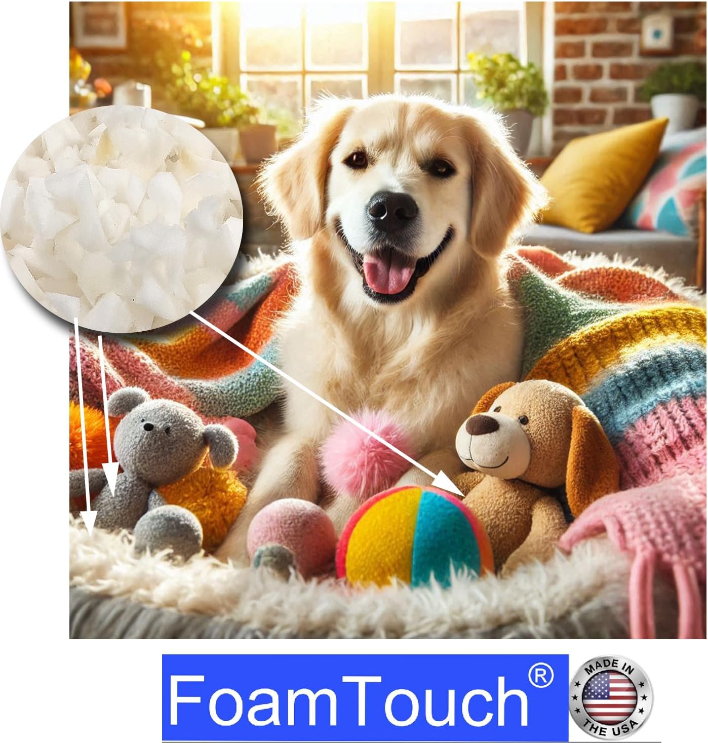 FoamTouch Premium Grade High Density 5lb White Shredded Memory Foam Filler