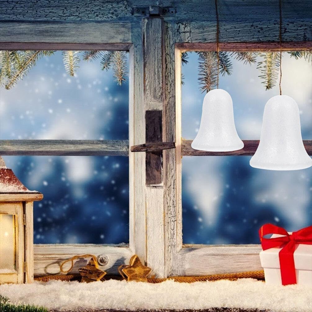 10 Pcs White Foam Christmas Bells for DIY Craft Projects