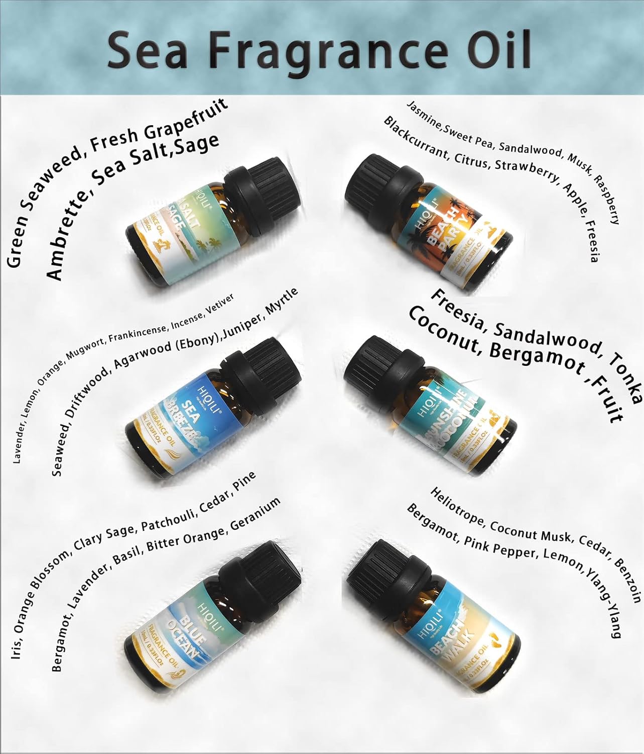 HIQILI Fragrance Oil Set Gold Coast 6x10ml