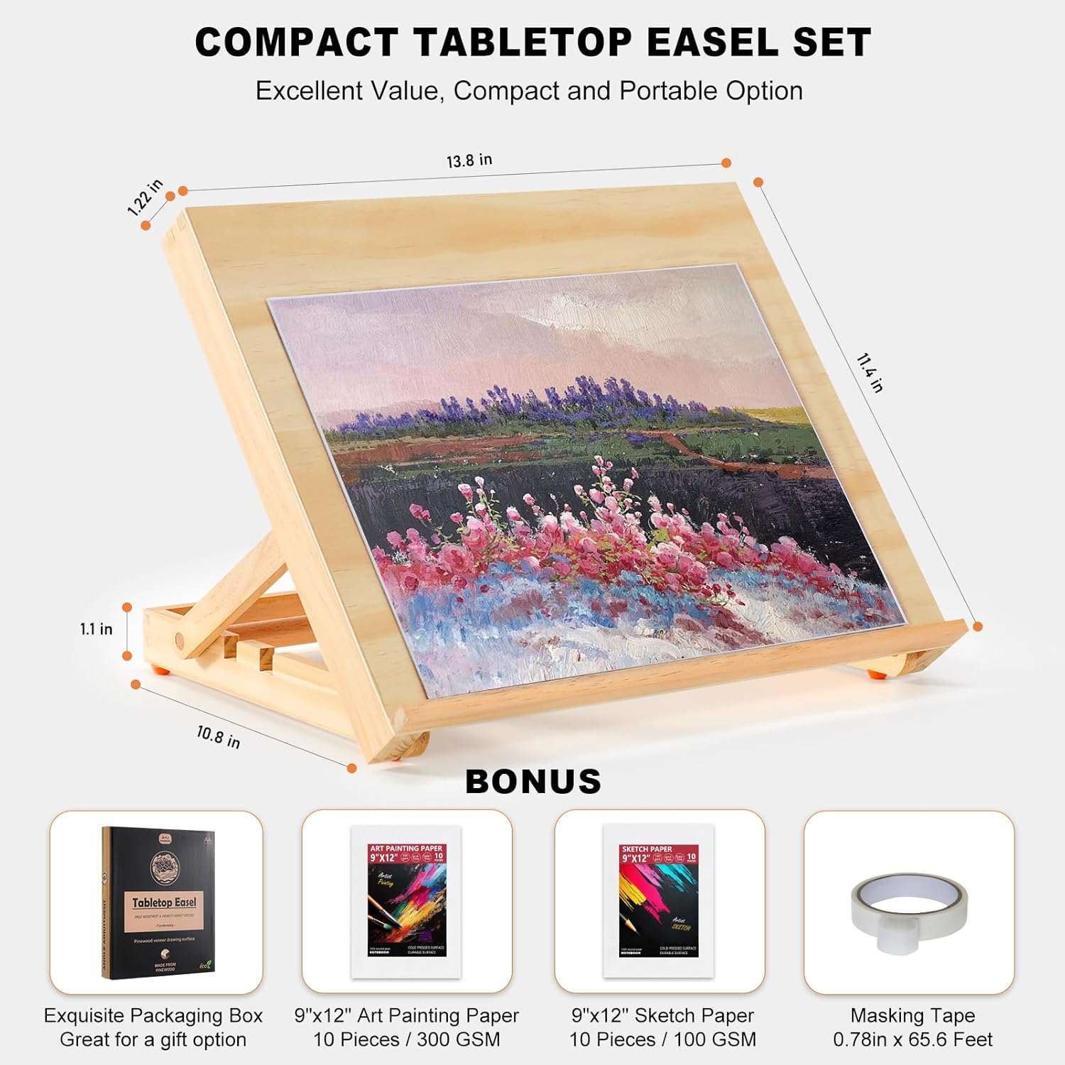 Adjustable Tabletop Easel for Painting and Sketching