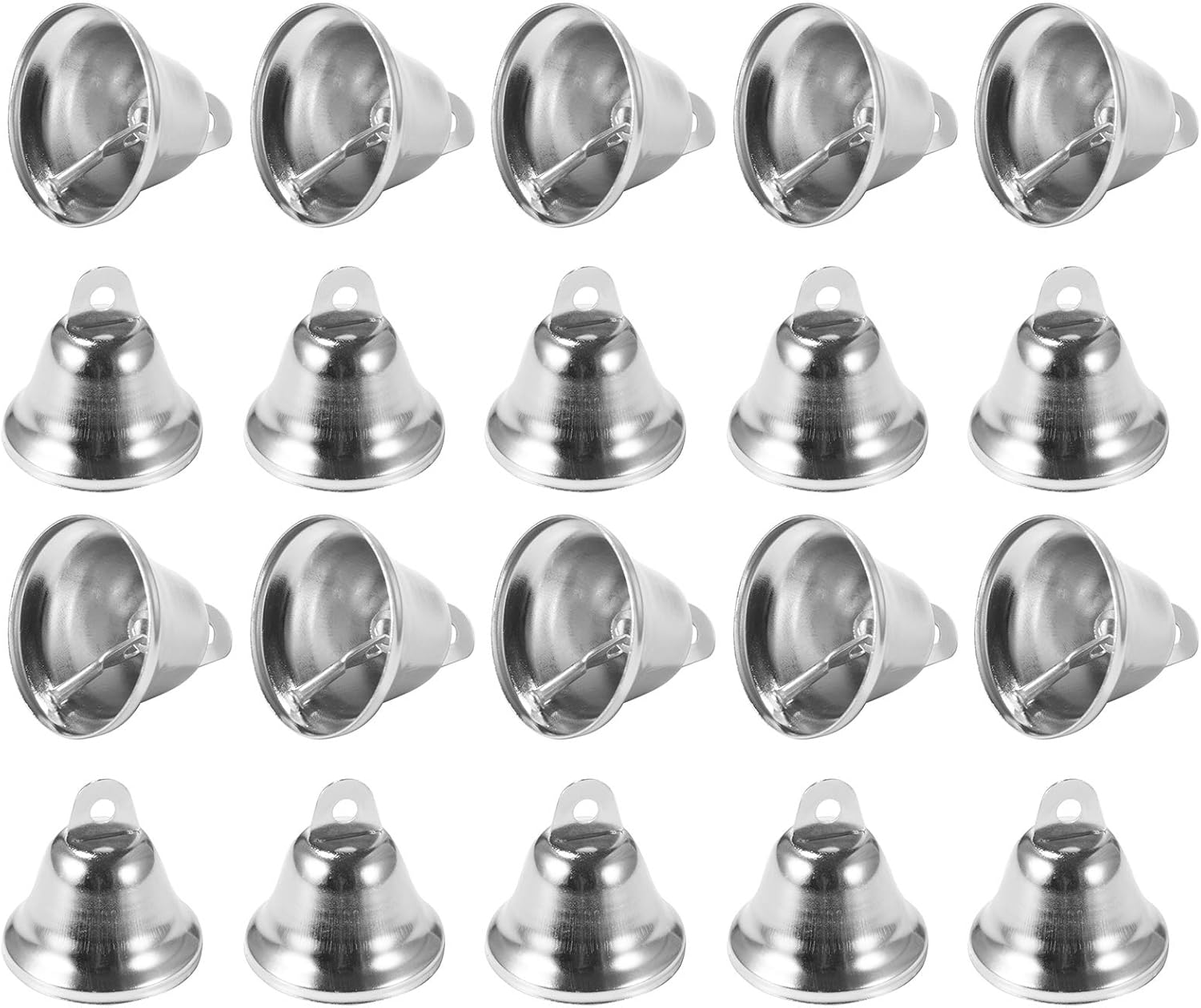 Eowpower 20 Pack 38mm Silver Craft Bells for Decor