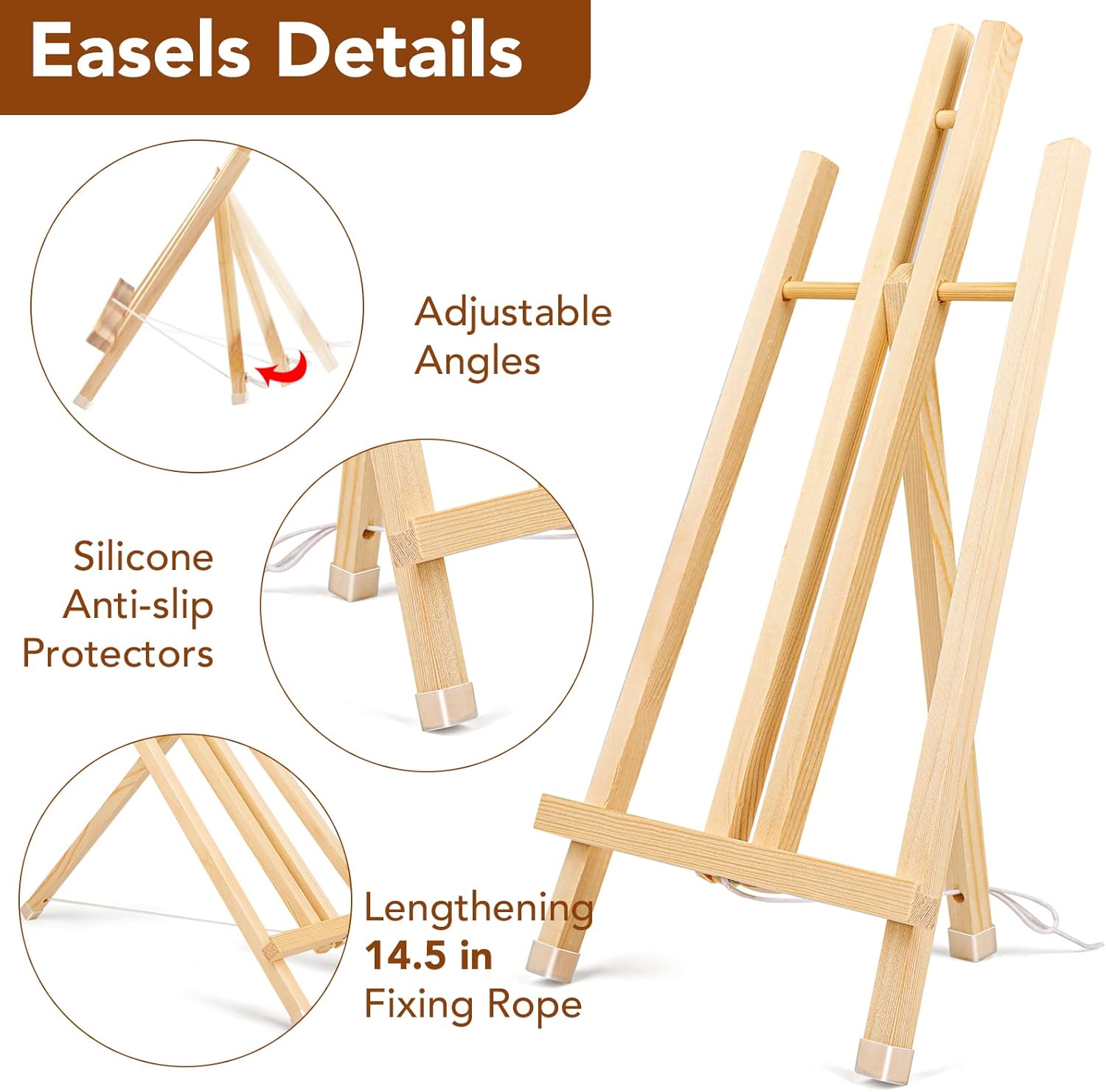 AROIC 8 Pack 15 Inch Wood Easels for Art and Crafts