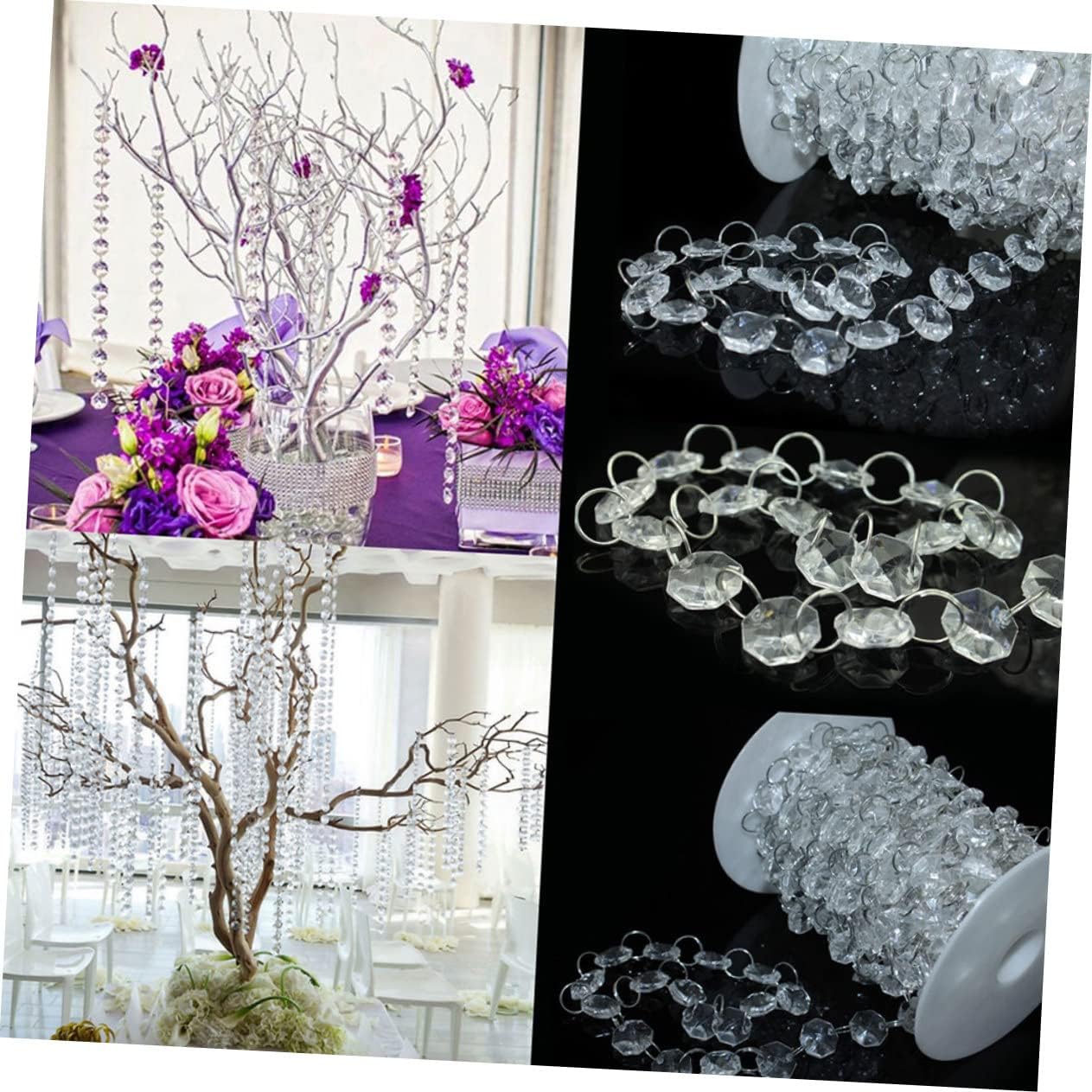 NUOBESTY 10m Bead Curtain 14mm Acrylic Clear Beads
