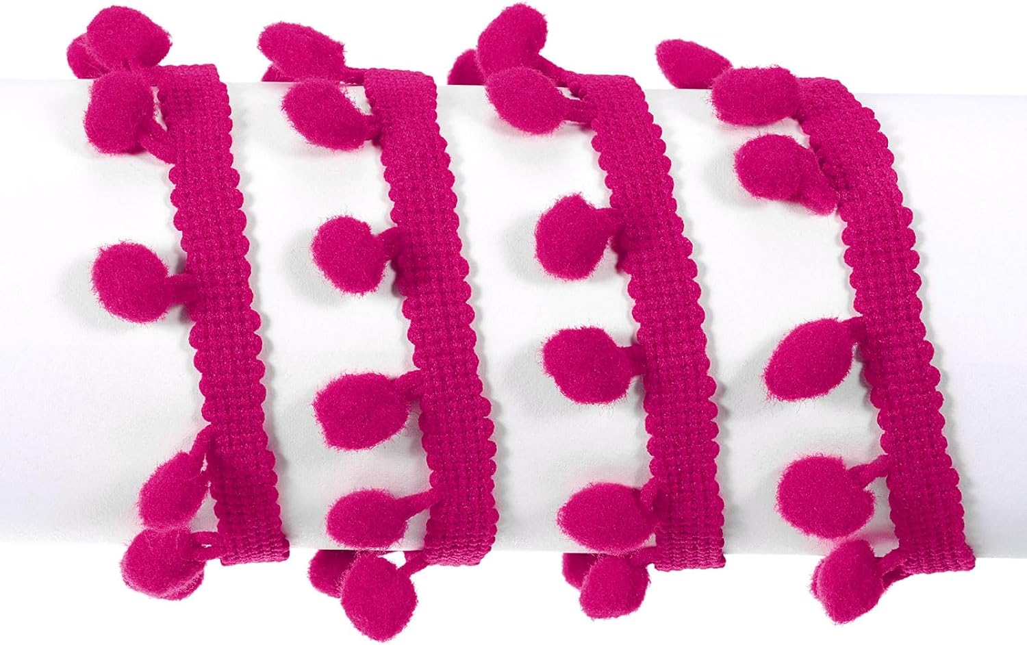 Uxcell Pom Pom Fringe Trim 20 Yards 8mm Fuchsia