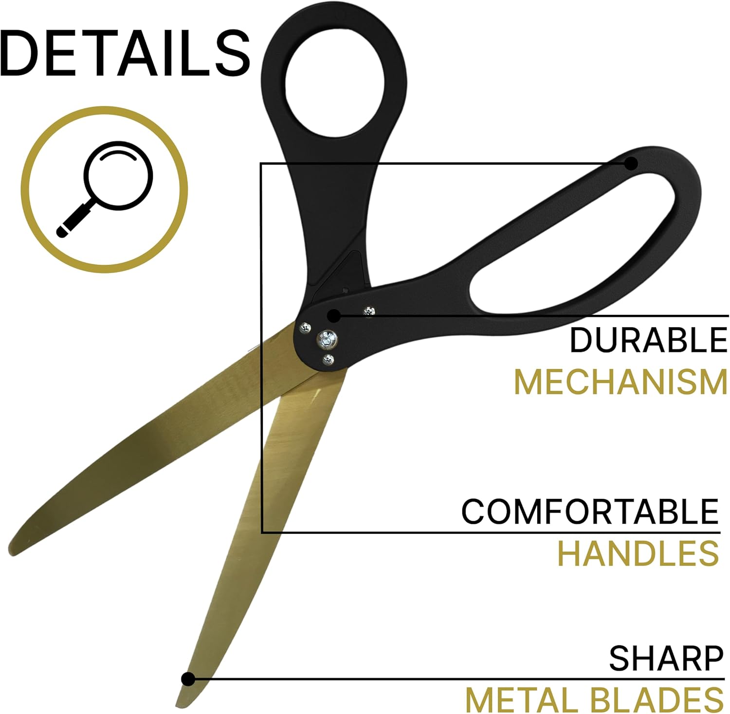 25 Inch Black Scissors with Red Ribbon for Ribbon Cutting Ceremony