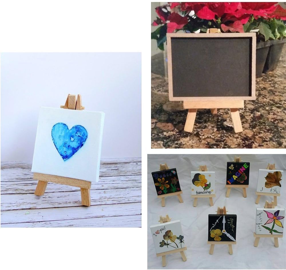 Retzjorv 10 Pcs Wooden Mini Easel Display Stand